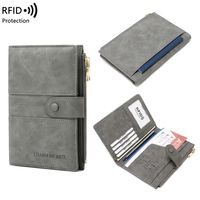 Unisex Solid Color Pu Leather Zipper Buckle Card Holders main image 2