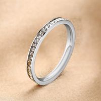 Simple Style Circle Titanium Steel Plating Inlay Rhinestones Gold Plated Rings sku image 4