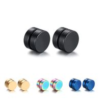 1 Paire Style Simple Rond Acier Au Titane Placage Hommes Clips D'oreille main image 1