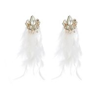1 Pair Vacation Geometric Artificial Feather Alloy Glass Gold Plated Women's Earrings main image 2
