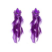 1 Pair Vacation Geometric Artificial Feather Alloy Glass Gold Plated Women's Earrings main image 3