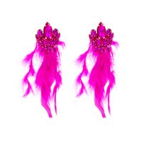 1 Pair Vacation Geometric Artificial Feather Alloy Glass Gold Plated Women's Earrings main image 5