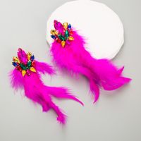 1 Pair Vacation Geometric Artificial Feather Alloy Glass Gold Plated Women's Earrings main image 10