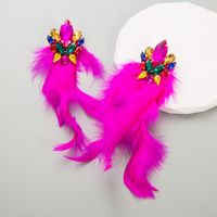 1 Pair Vacation Geometric Artificial Feather Alloy Glass Gold Plated Women's Earrings main image 9
