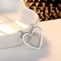 Simple Style Heart Shape Sterling Silver Plating Inlay Rhinestones Gold Plated Pendant Necklace main image 1