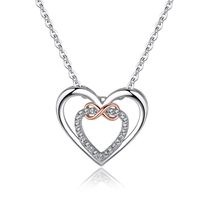 Simple Style Heart Shape Sterling Silver Plating Inlay Rhinestones Gold Plated Pendant Necklace main image 3