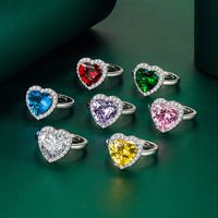 Ins Style Heart Shape Copper Plating Zircon Open Ring 1 Piece main image 1