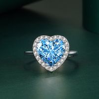 Ins Style Heart Shape Copper Plating Zircon Open Ring 1 Piece main image 3