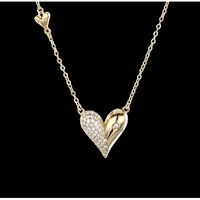 Moda Forma De Corazón Cobre Enchapado Diamantes De Imitación Collar Colgante 1 Pieza main image 3