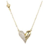 Moda Forma De Corazón Cobre Enchapado Diamantes De Imitación Collar Colgante 1 Pieza main image 2