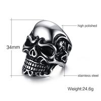 Simple Style Skull Eagle Titanium Steel Polishing Plating Inlay Zircon Men's Rings sku image 1