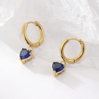1 Pair Simple Style Heart Shape Stainless Steel Inlay Zircon Drop Earrings sku image 5