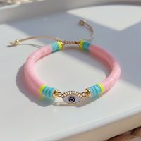 1 Piece Ethnic Style Colorful Eye Soft Clay Copper Beaded Enamel Plating Women's Bracelets main image 4