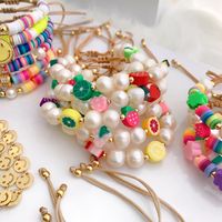 Fashion Fruit Pearl Soft Clay Copper Knitting Plating Bracelets 1 Piece main image 1
