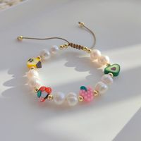 Fashion Fruit Pearl Soft Clay Copper Knitting Plating Bracelets 1 Piece main image 4