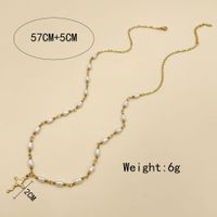 Fashion Cross Stainless Steel Titanium Steel Pearl Plating Pendant Necklace 1 Piece main image 5