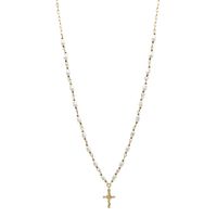 Fashion Cross Stainless Steel Titanium Steel Pearl Plating Pendant Necklace 1 Piece main image 4