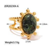 Simple Style Stainless Steel Inlay Gem 18k Gold Plated Open Ring sku image 1
