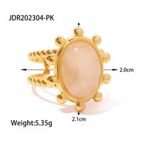 Simple Style Stainless Steel Inlay Gem 18k Gold Plated Open Ring sku image 3