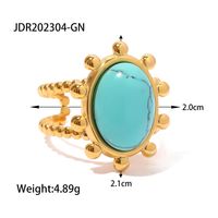 Simple Style Stainless Steel Inlay Gem 18k Gold Plated Open Ring sku image 2