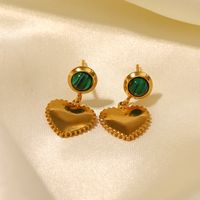 Retro Heart Shape Stainless Steel Plating Ear Studs 1 Pair main image 1