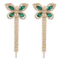 Retro Full Diamond Butterfly Tassel Earrings Wholesale Nihaojewelry sku image 4