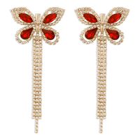 Retro Full Diamond Butterfly Tassel Earrings Wholesale Nihaojewelry sku image 3