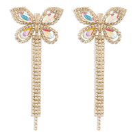 Retro Full Diamond Butterfly Tassel Earrings Wholesale Nihaojewelry sku image 2