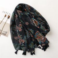 Women's Ethnic Style Ditsy Floral Cotton And Linen Tassel Winter Scarves main image 5