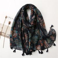 Women's Ethnic Style Ditsy Floral Cotton And Linen Tassel Winter Scarves sku image 1