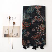 Women's Ethnic Style Ditsy Floral Cotton And Linen Tassel Winter Scarves main image 2
