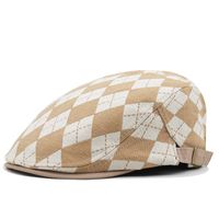 Women's Preppy Style Plaid Embroidery Beret Hat main image 5