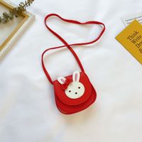 Girl's Small Pu Leather Rabbit Cute Square Magnetic Buckle Crossbody Bag sku image 5