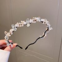 Fashion Flower Metal Inlay Artificial Pearls Rhinestones Hair Band 1 Piece main image 3