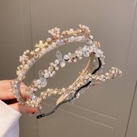 Fashion Flower Metal Inlay Artificial Pearls Rhinestones Hair Band 1 Piece main image 5