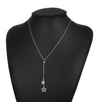 Simple Alloy Hollow Five-pointed Star Pendant Necklace Nhpf151123 sku image 1