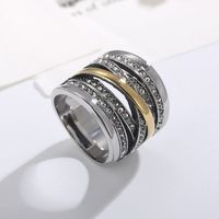 Fashion Geometric Stainless Steel Criss Cross Braid Rhinestones Rings main image 5