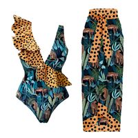 Frau Mode Leopard Polyester Ein Stück main image 1