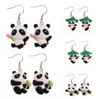 1 Pair Fashion Panda Plastic Resin Patchwork Women's Drop Earrings main image 1