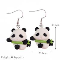 1 Paire Mode Panda Plastique Résine Patchwork Femmes Boucles D'oreilles main image 3