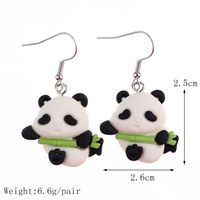 1 Pair Fashion Panda Plastic Resin Patchwork Women's Drop Earrings sku image 2