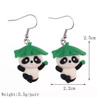 1 Pair Fashion Panda Plastic Resin Patchwork Women's Drop Earrings sku image 3