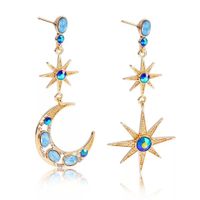 Elegant Streetwear Star Moon Alloy Inlay Artificial Gemstones Women's Drop Earrings sku image 1