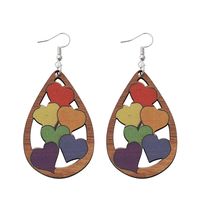 1 Pair Retro Water Droplets Wood Hollow Out Women's Drop Earrings main image 5