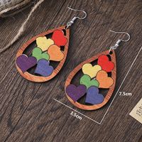 1 Pair Retro Water Droplets Wood Hollow Out Women's Drop Earrings main image 3