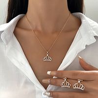 1 Set Fashion Crown Butterfly Notes Alloy Inlay Rhinestones Women's Jewelry Set main image 2