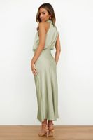 Women's Regular Dress Elegant Halter Neck Zipper Sleeveless Solid Color Midi Dress Banquet main image 4