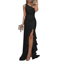Women's Irregular Skirt Fashion Off Shoulder Slit Solid Color Maxi Long Dress Banquet main image 3