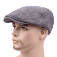 Men's Retro Solid Color Flat Eaves Beret Hat main image 2