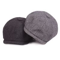 Men's Vintage Style Solid Color Flat Eaves Beret Hat main image 3